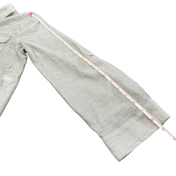 Chico's Shirt Size 2 L Begie Tie Front Button Up Roll Tab Sleeves Lightweight - Picture 10 of 11